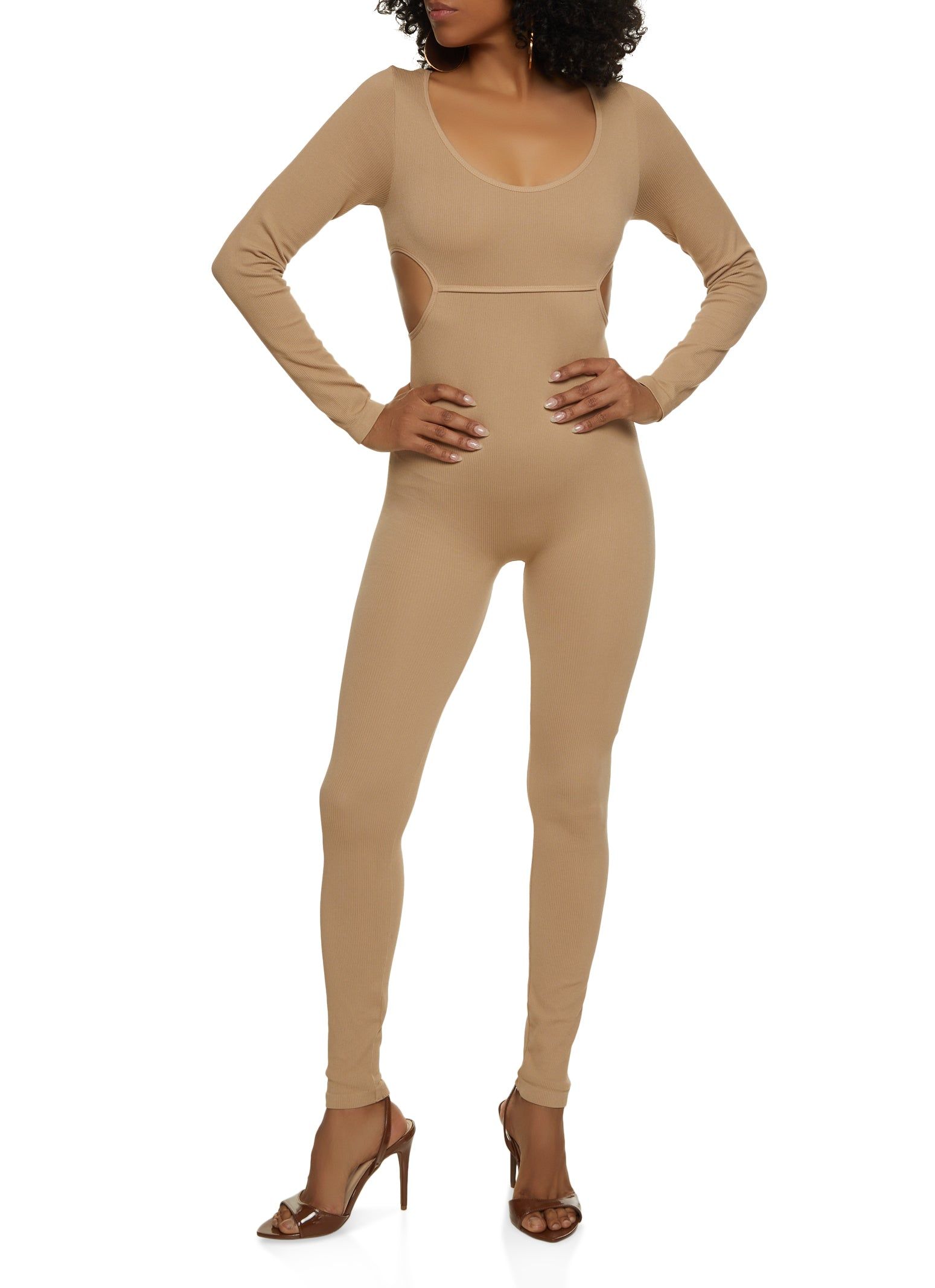 Cut Out Ribbed Knit Jumpsuit sold by Rainbow