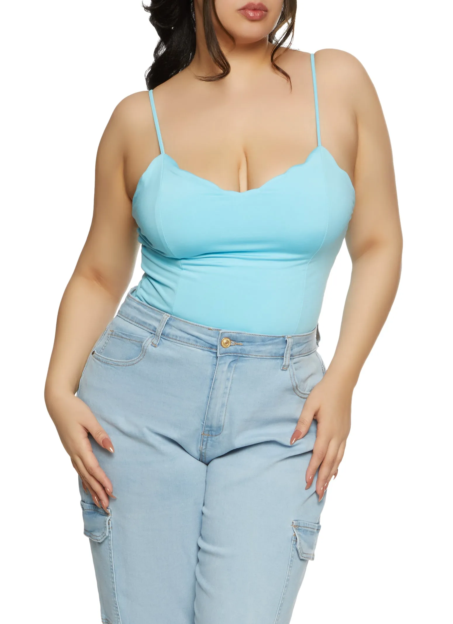 Plus Size Scalloped Hem Cami Bodysuit sold by Rainbow product image thumbnail 2
