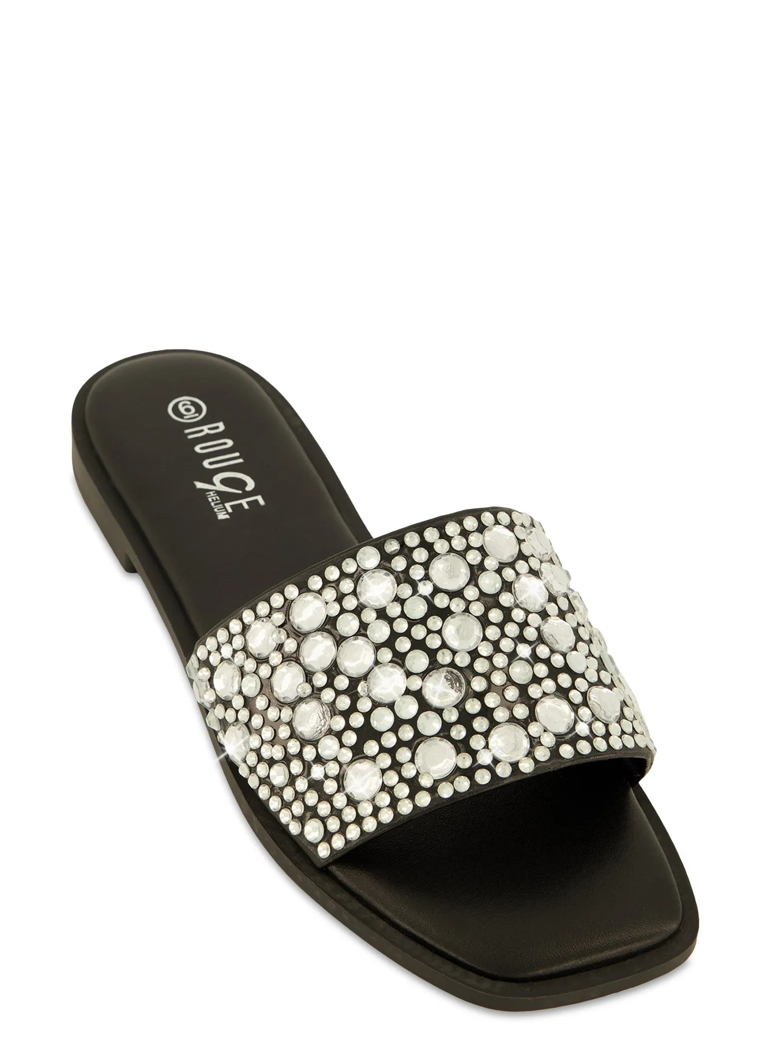 Rhinestone Band Square Toe Slide Sandals sold by Rainbow