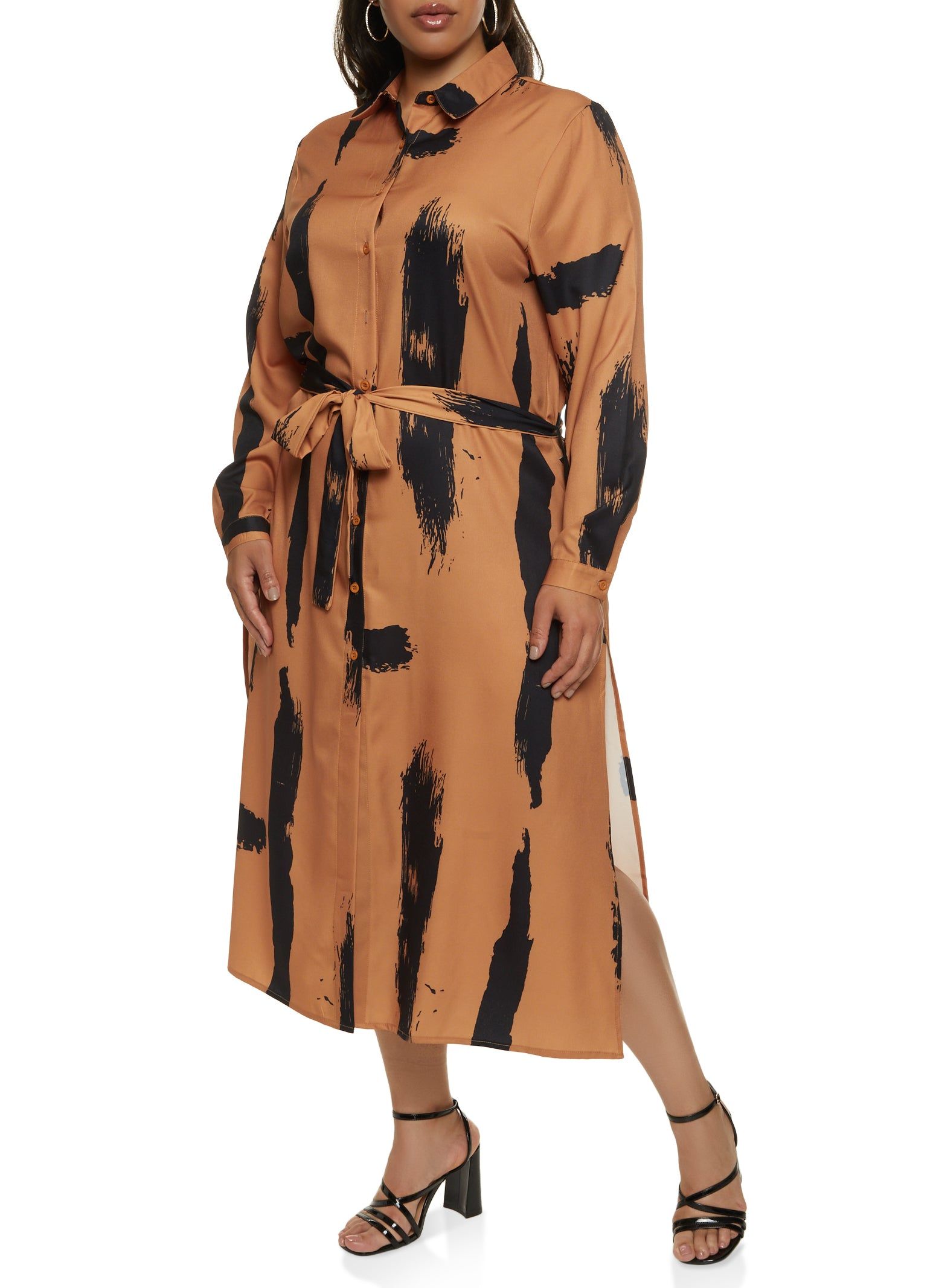Plus Size Printed Maxi Shirt Dress sold by Rainbow product image thumbnail 2