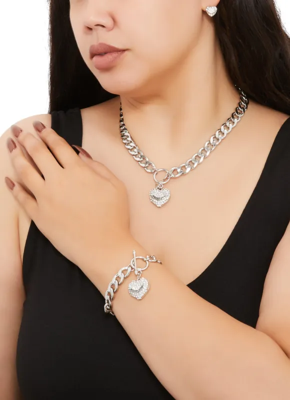 I love You Toggle Necklace and Bracelet with Earrings sold by Rainbow