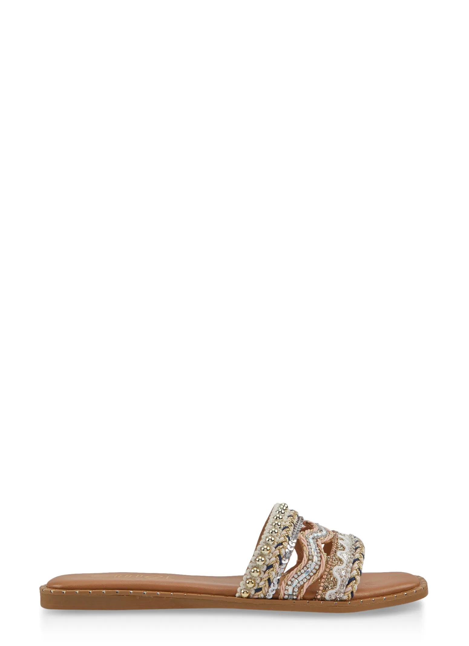 Studded Embroidered Sequin Cut Out Band Slide Sandals sold by Rainbow product image thumbnail 2