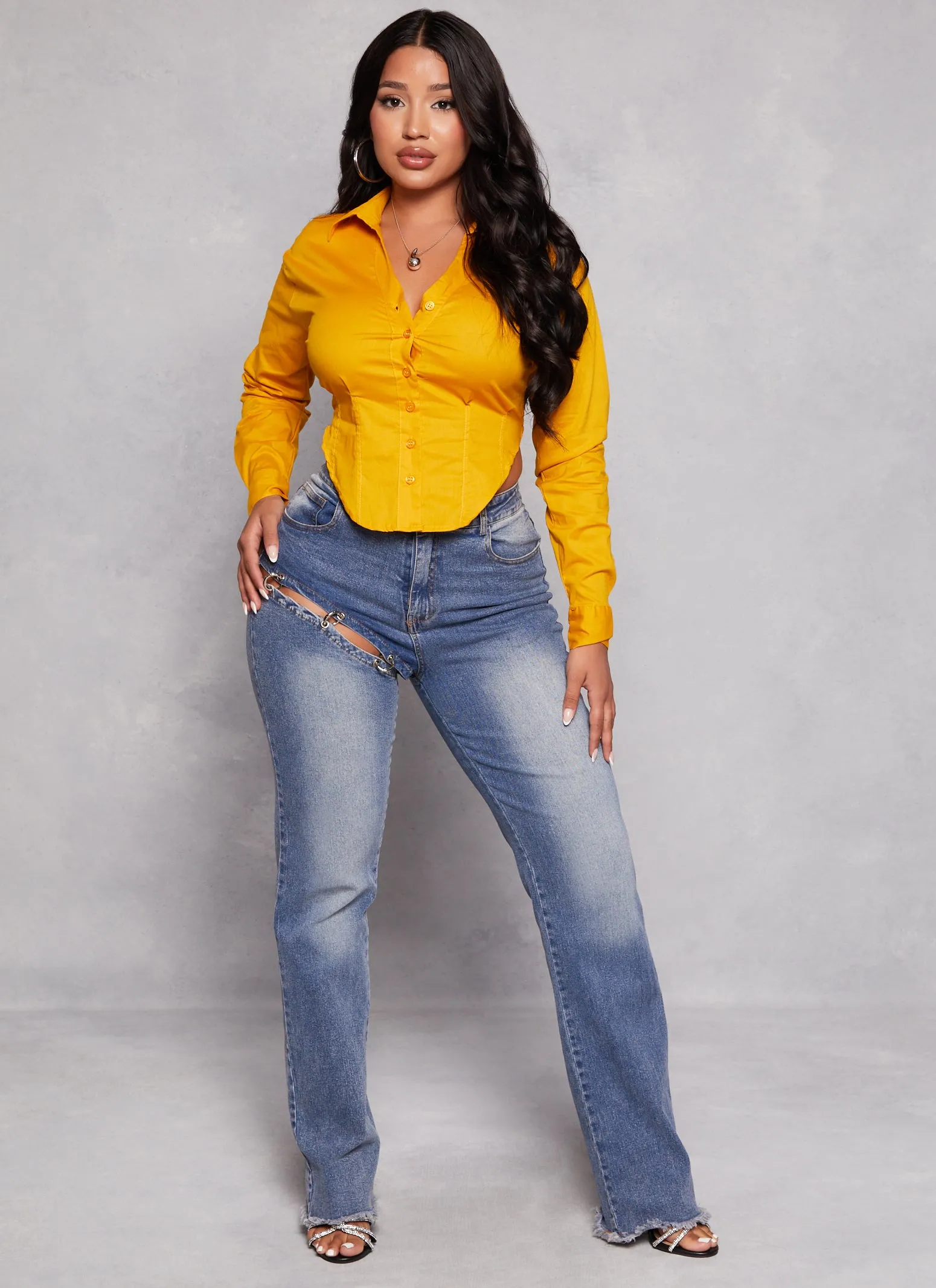 Button Front Smocked Corset Detail Blouse sold by Rainbow product image thumbnail 2