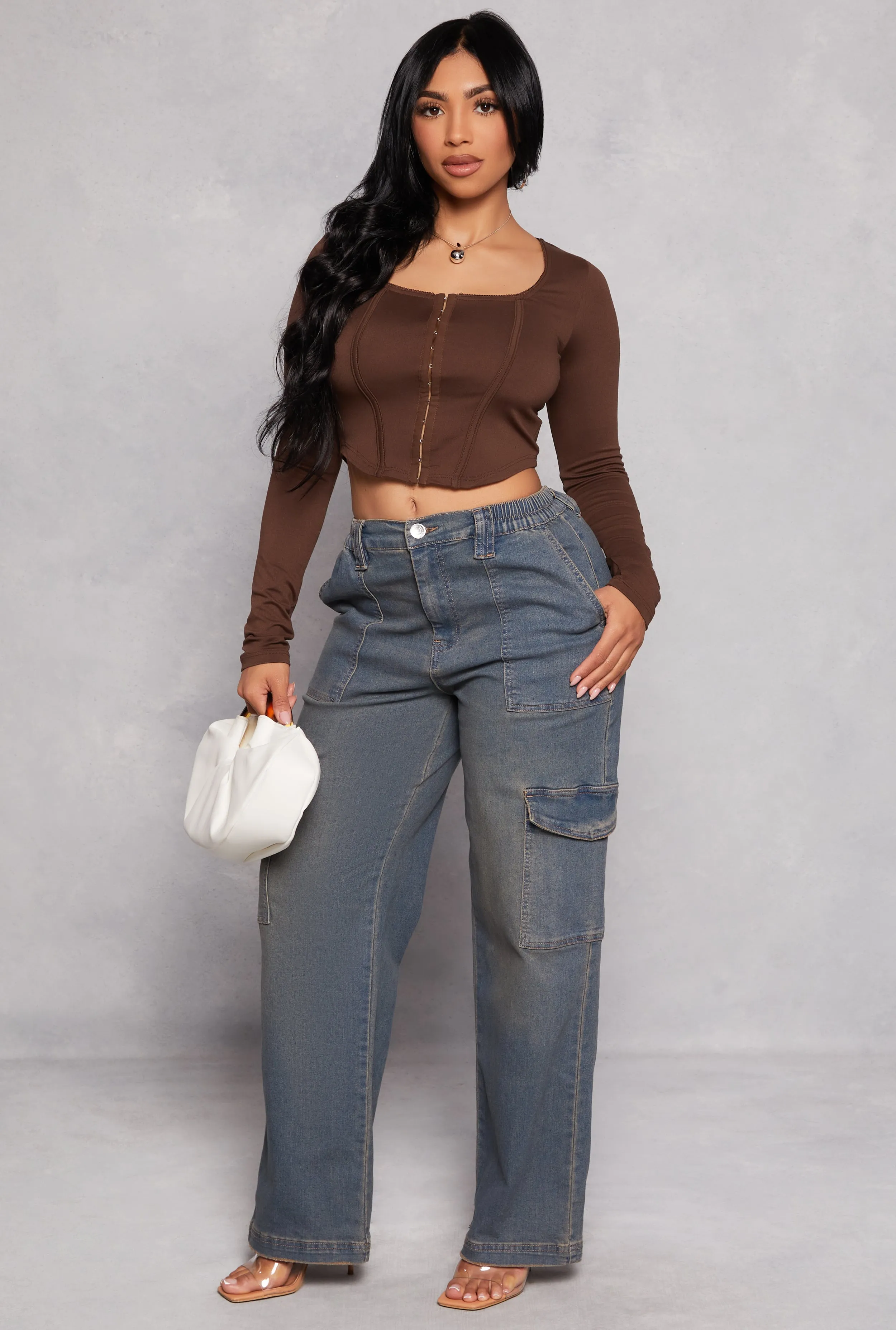 Hook and Eye Long Sleeve Corset Top sold by Rainbow product image thumbnail 2