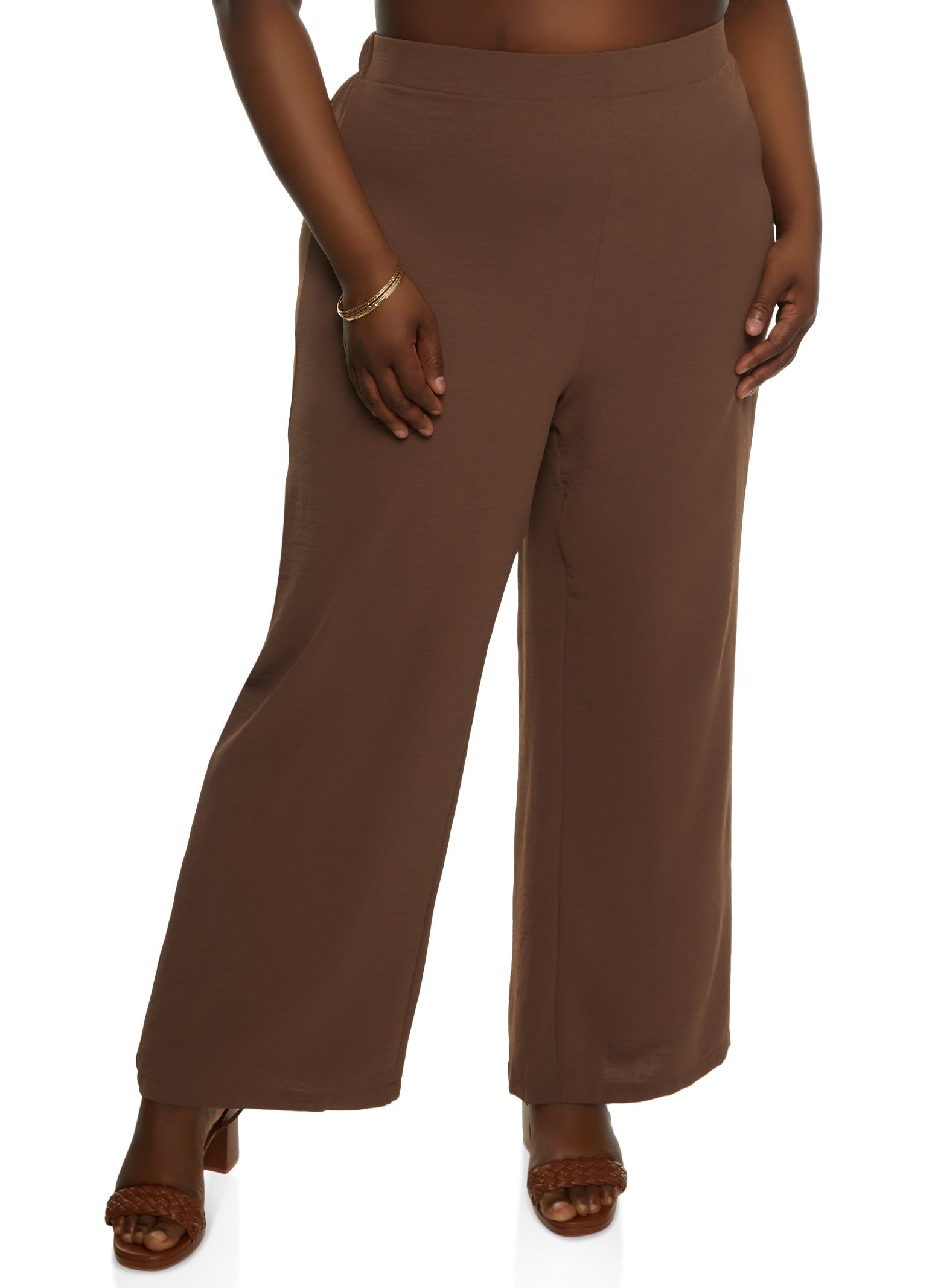 Plus Size High Waisted Wide Leg Pants sold by Rainbow