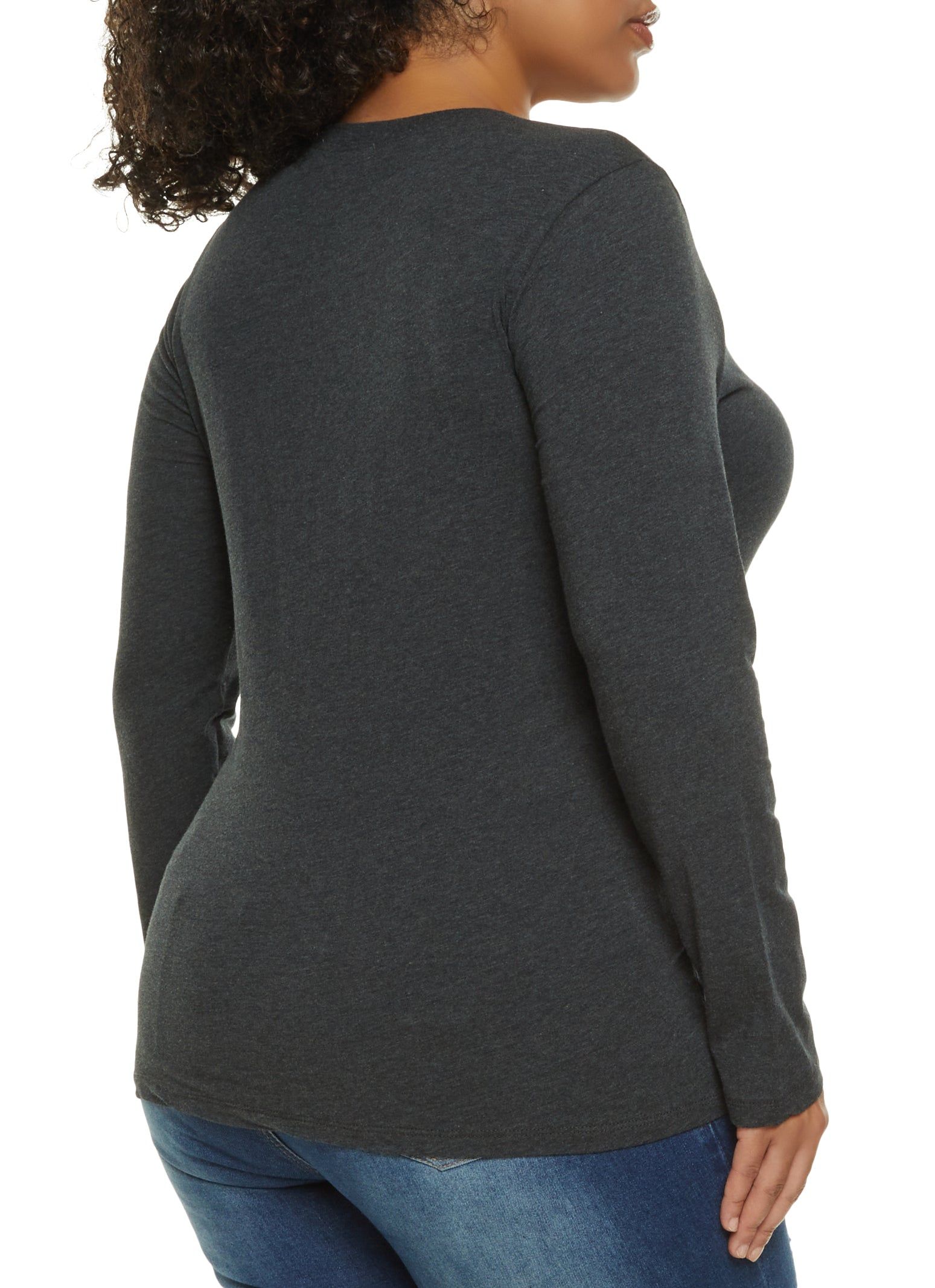 Plus Size Basic Crew Neck Long Sleeve Tee sold by Rainbow product image thumbnail 2