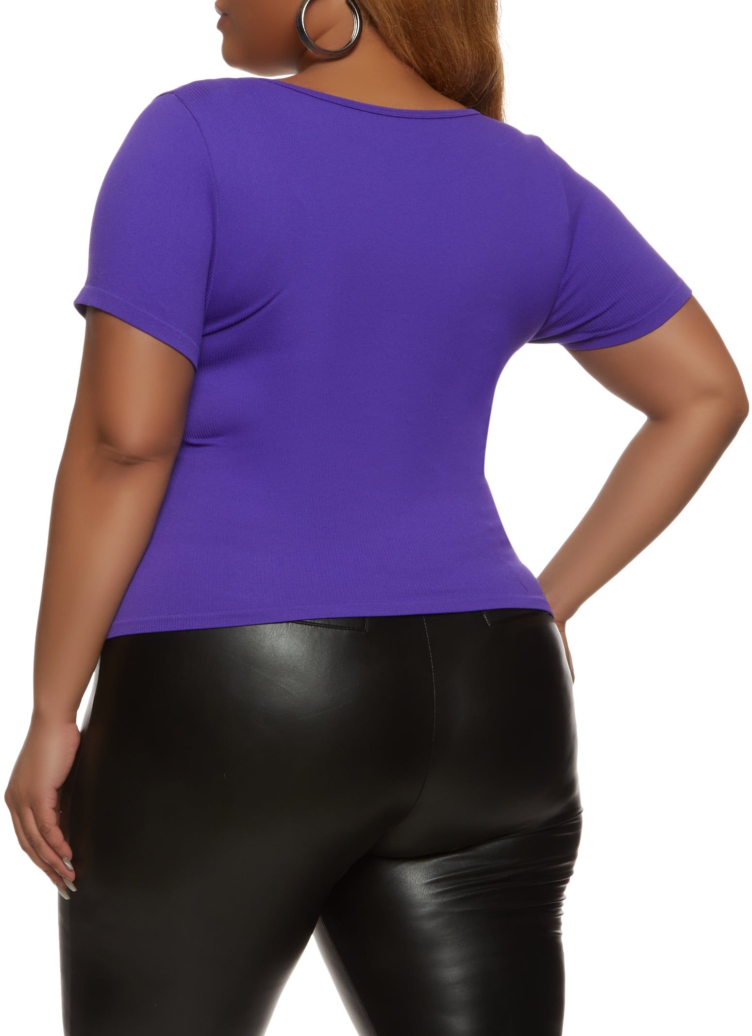 Plus Size Seamless Short Sleeve Henley Top sold by Rainbow product image thumbnail 2