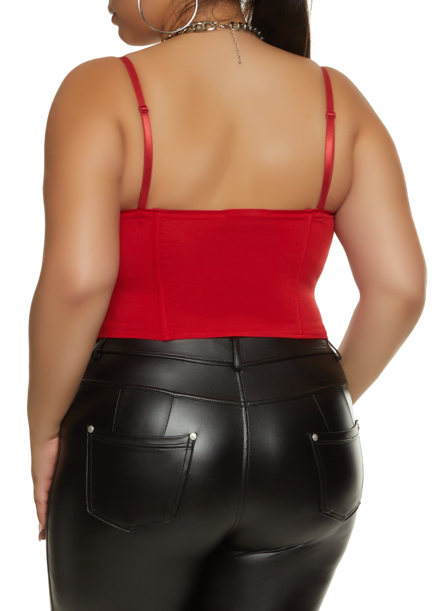 Plus Size Faux Leather Zip Front Convertible Bustier Top sold by Rainbow product image thumbnail 3