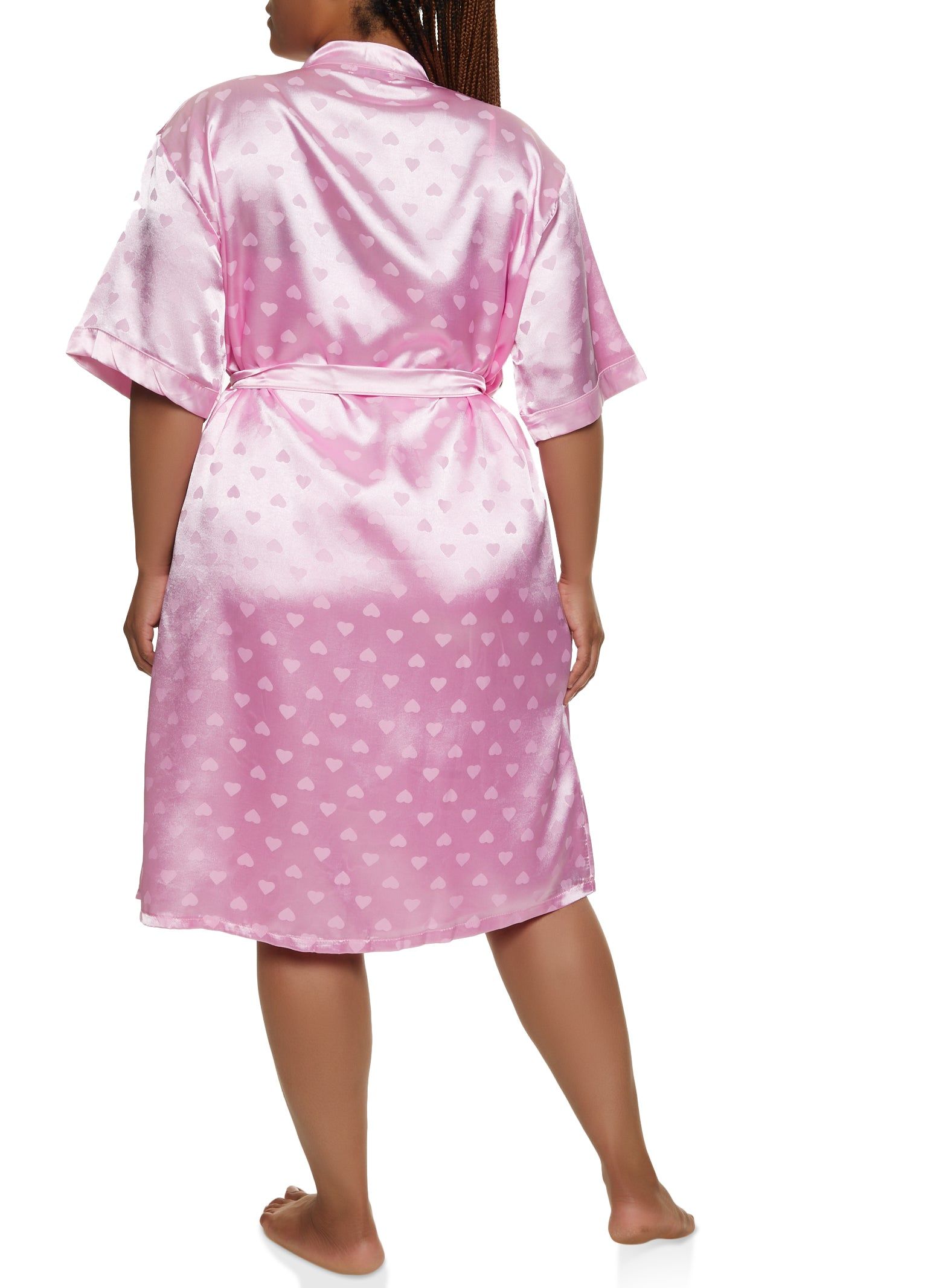 Plus Size Heart Print Satin Chemise with Robe sold by Rainbow product image thumbnail 2