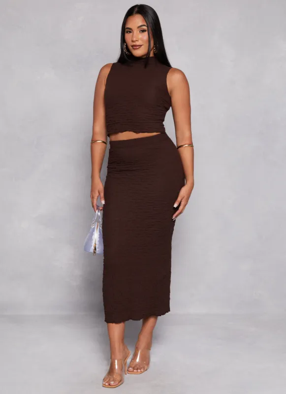 Almost Famous Textured Knit Midi Skirt sold by Rainbow