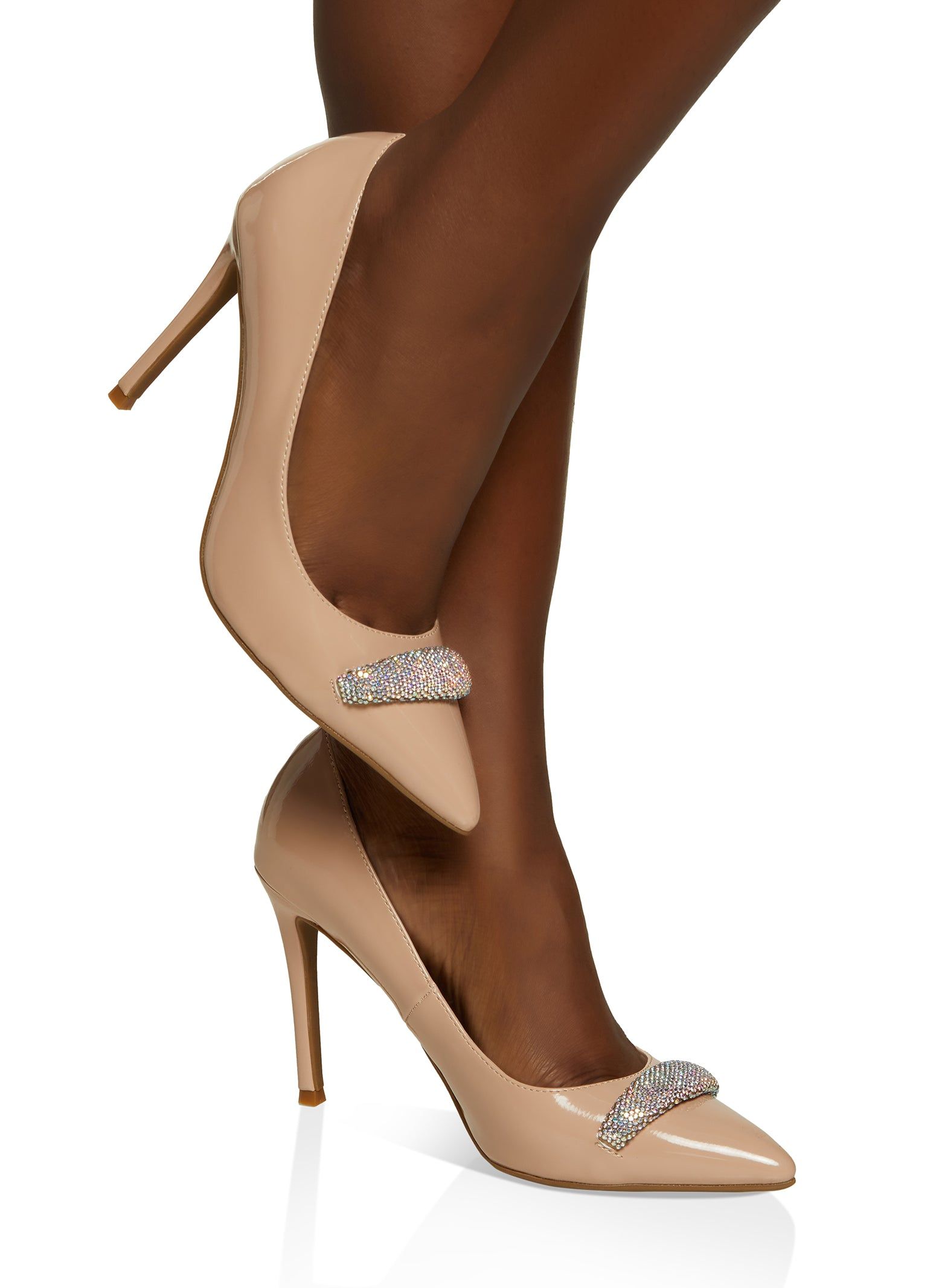 Rhinestone Detail Pointed Toe Pumps sold by Rainbow