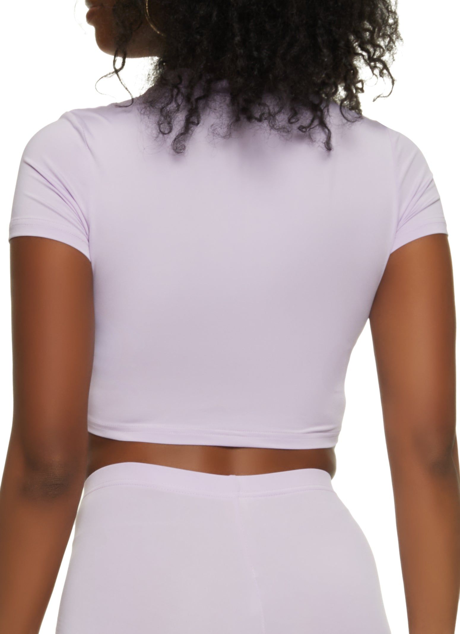 Zip Front Short Sleeve Crop Top sold by Rainbow product image thumbnail 3