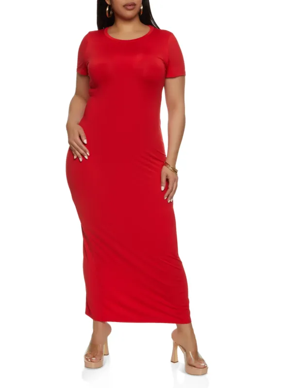 Plus Size Daisy Back Slit Maxi T Shirt Dress sold by Rainbow