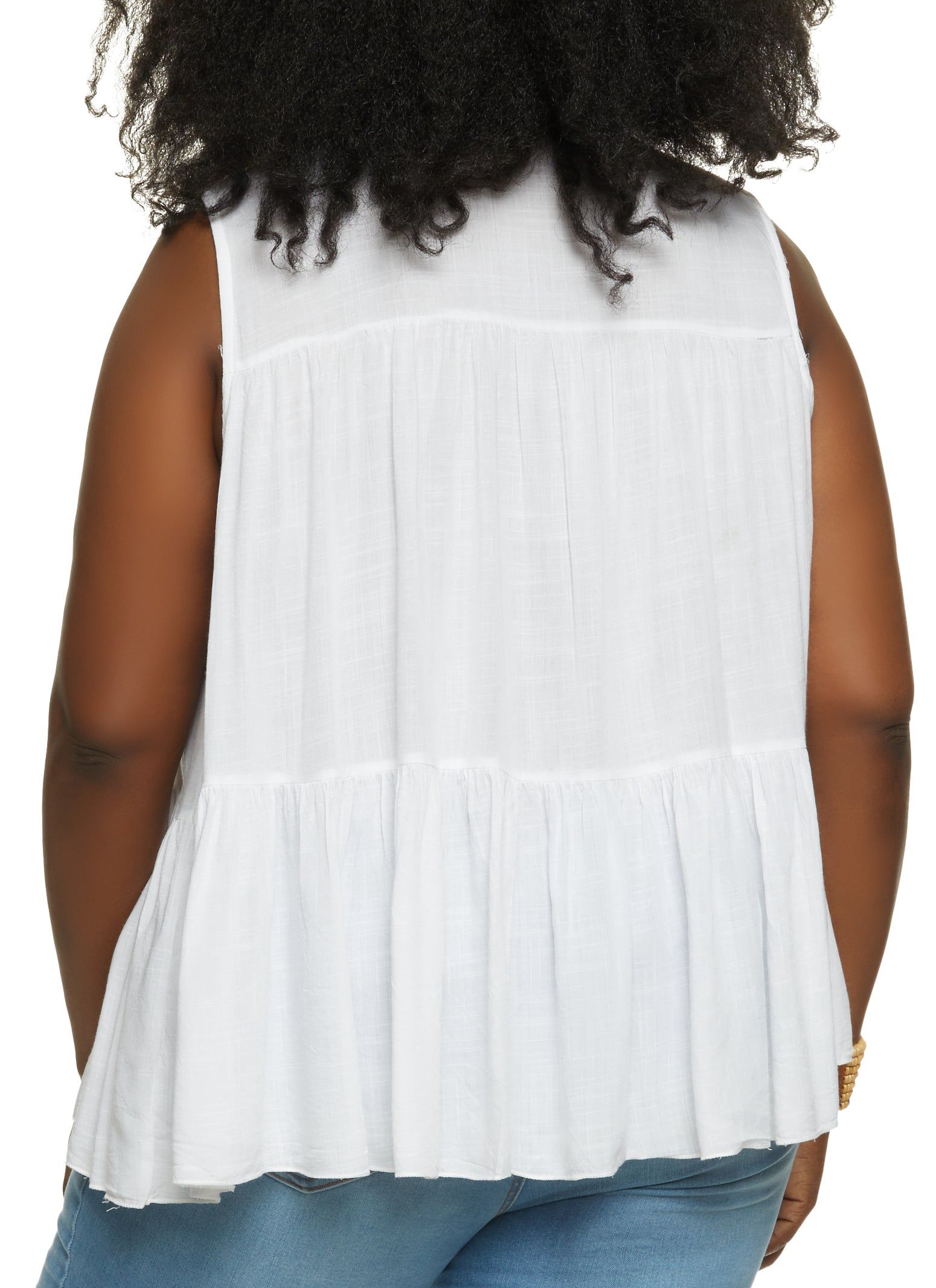 Plus Size Linen Tiered Button Front Shirt sold by Rainbow product image thumbnail 2