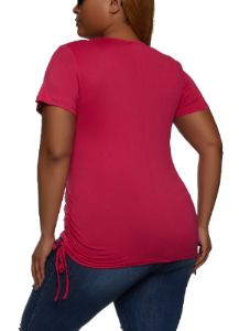 Plus Size Faith Rhinestone Ruched Graphic Tee sold by Rainbow