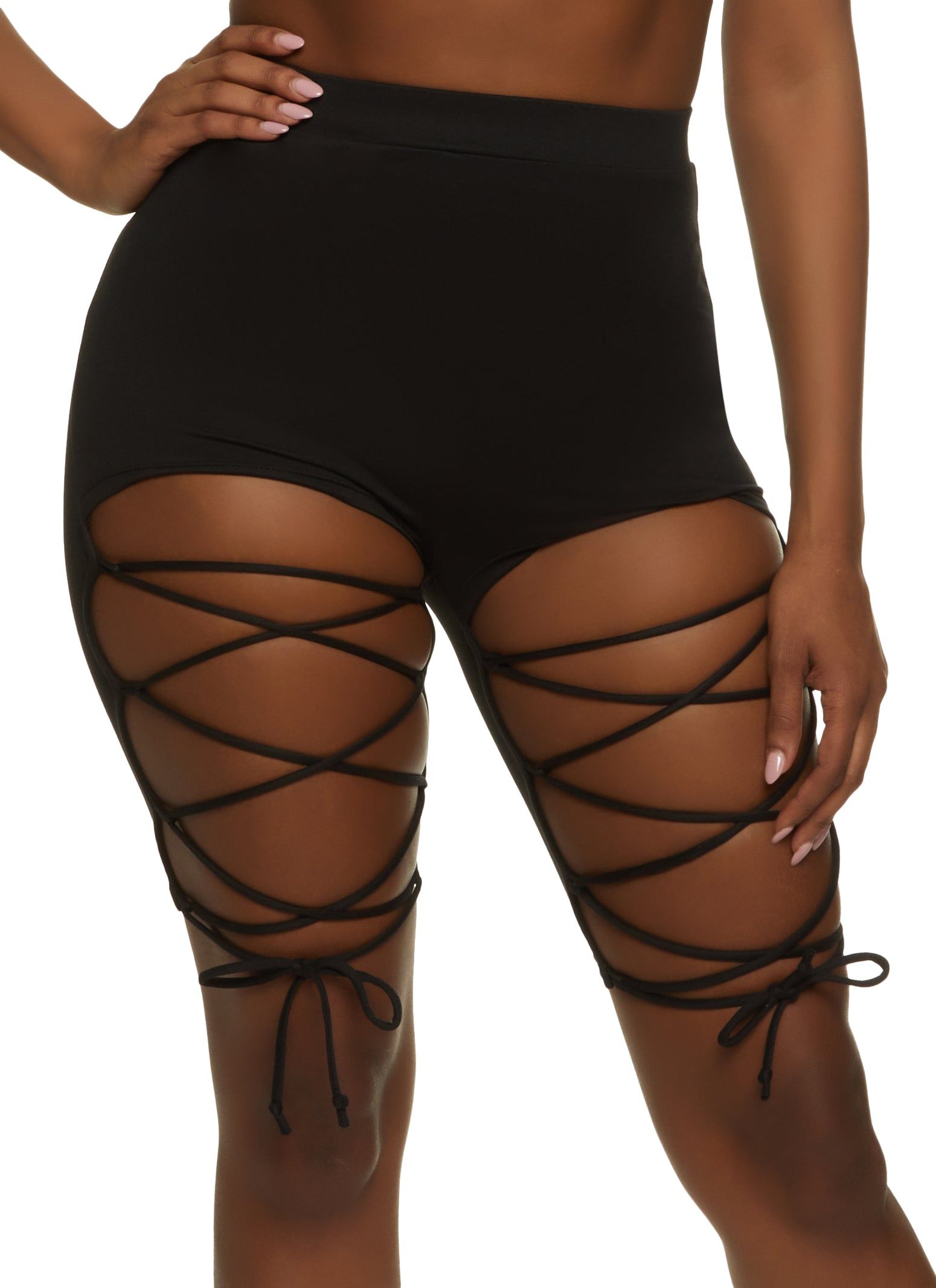 Lace Up Biker Shorts sold by Rainbow