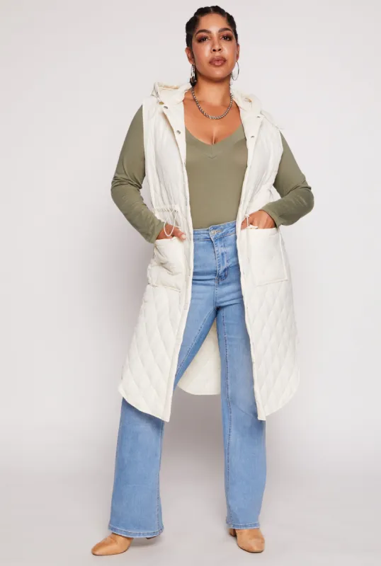 Plus Size Quilted Toggle Drawstring Vest sold by Rainbow