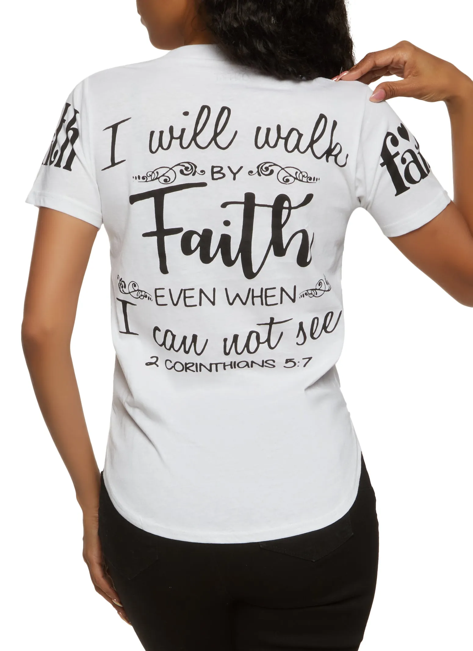 Walk By Faith Not By Sight Sequin Graphic Tee sold by Rainbow product image thumbnail 2