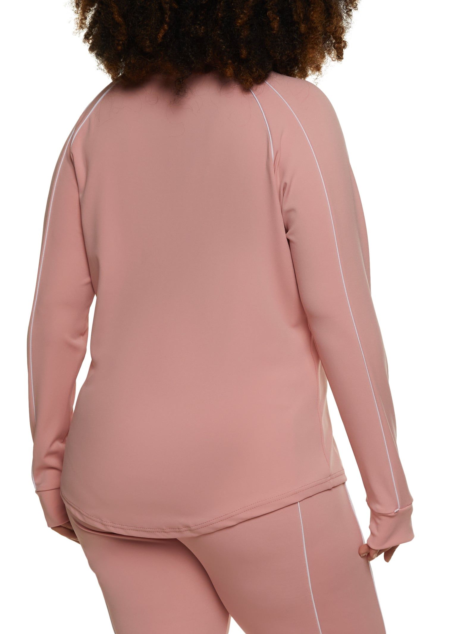 Plus Size Mock Neck Contrast Piping Track Jacket sold by Rainbow product image thumbnail 3