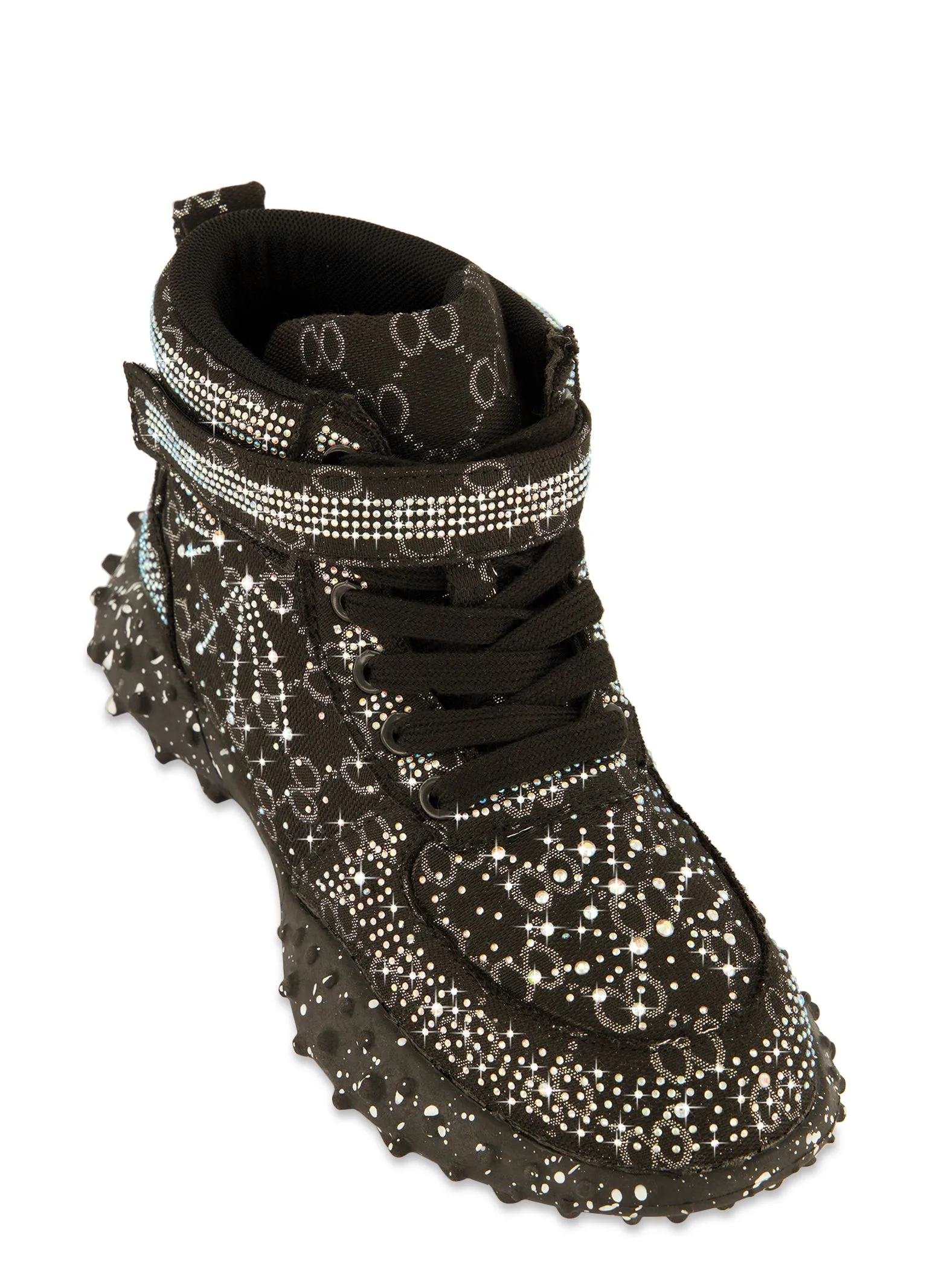 Rhinestone Color Block High Top Lace Up Sneakers sold by Rainbow
