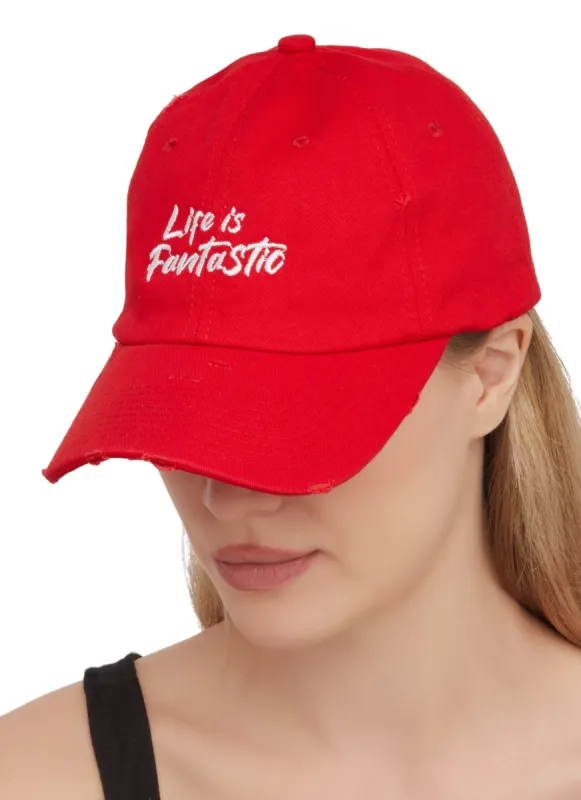 Life Is Fantastic Distressed Baseball Cap sold by Rainbow