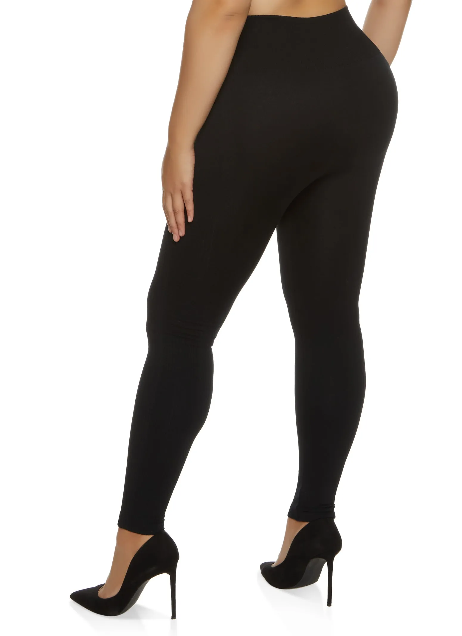 Plus Size Fleece Side Textured Knit Leggings sold by Rainbow product image thumbnail 2