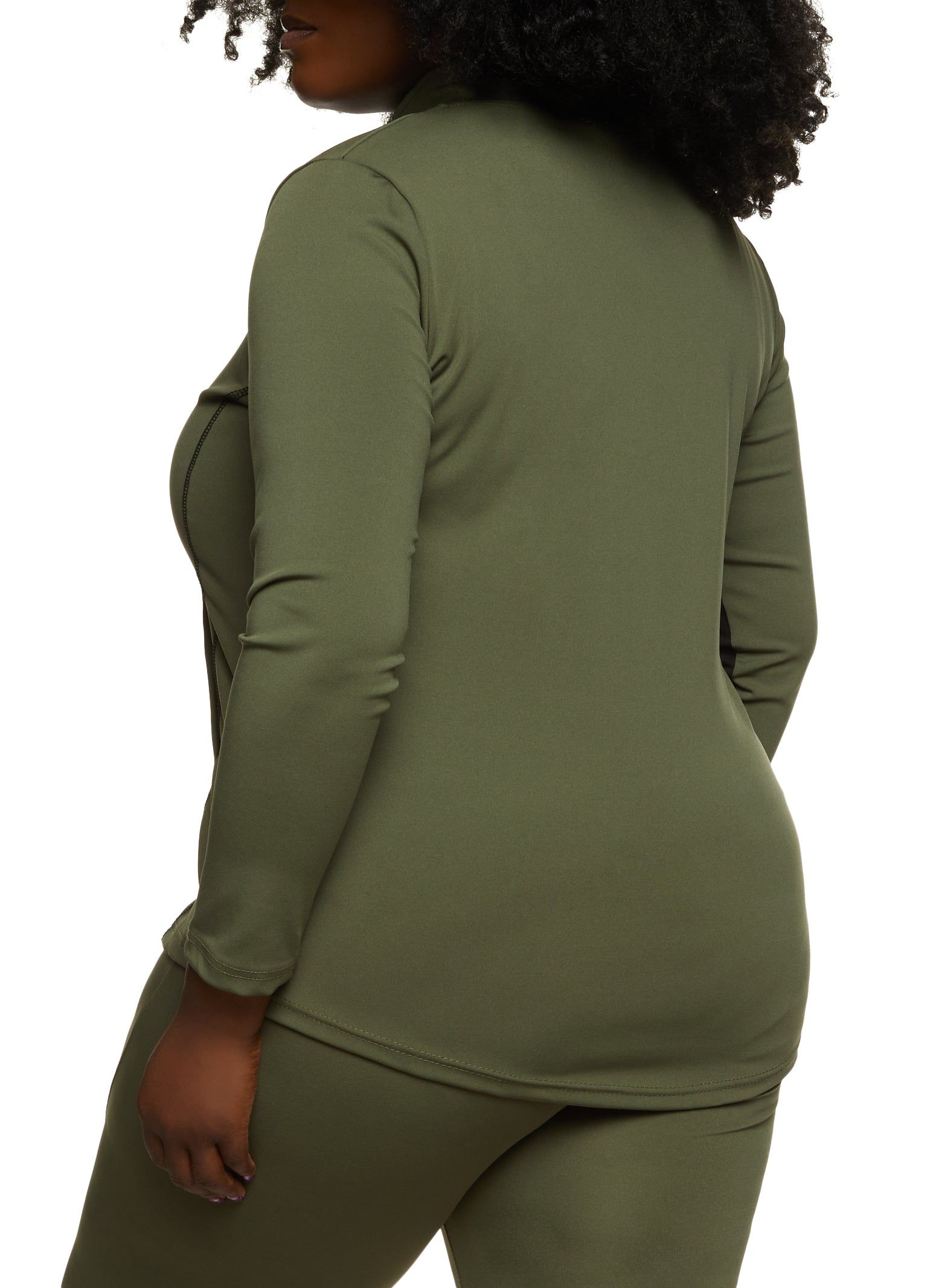 Plus Size Contrast Stitch Zip Front Track Jacket sold by Rainbow product image thumbnail 3