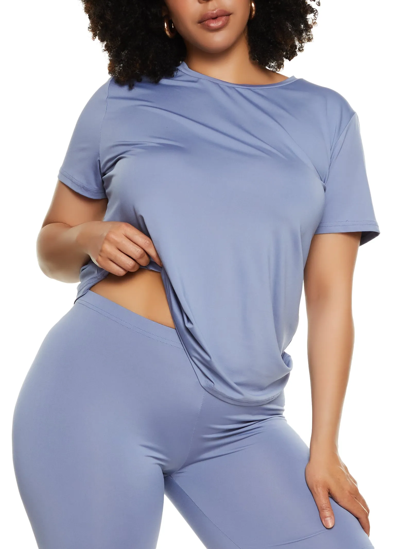 Plus Size Daisy Basic Soft Knit Short Sleeve Top sold by Rainbow