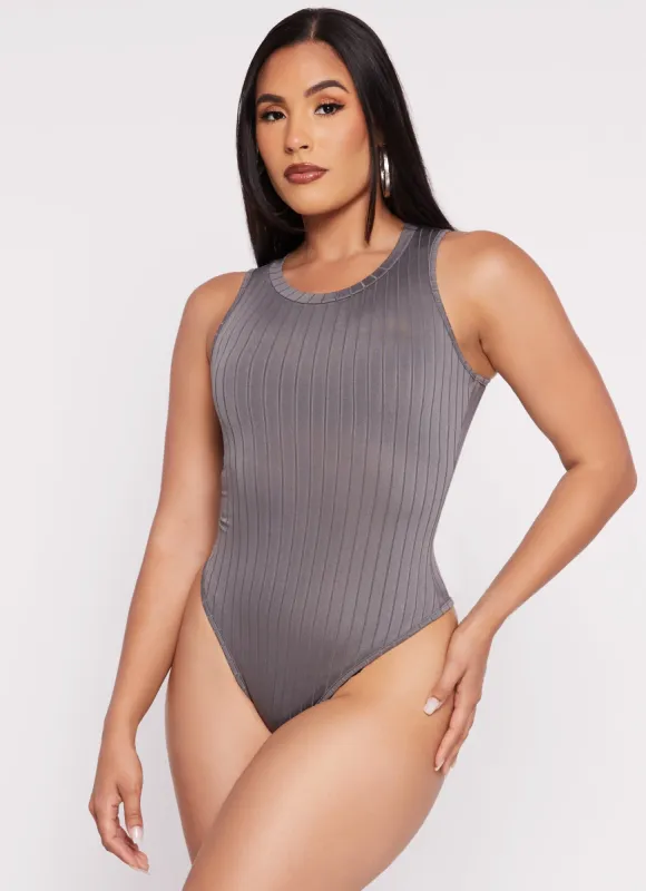 Daisy Ribbed Knit Crew Neck Sleeveless Bodysuit sold by Rainbow