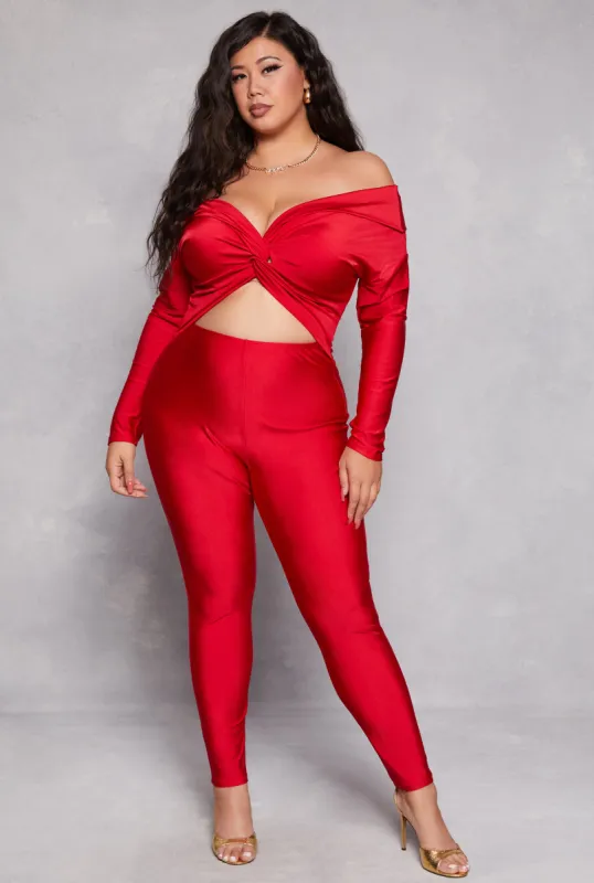 Plus Size Twist Front Cut Out Jumpsuit sold by Rainbow