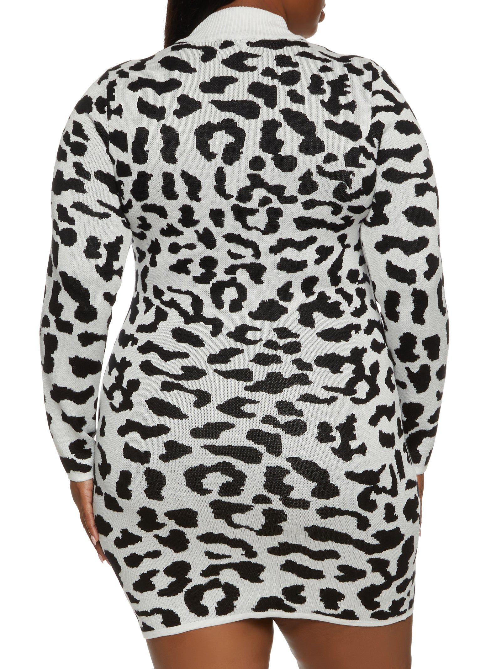 Plus Size Leopard Print Keyhole Sweater Dress sold by Rainbow product image thumbnail 3