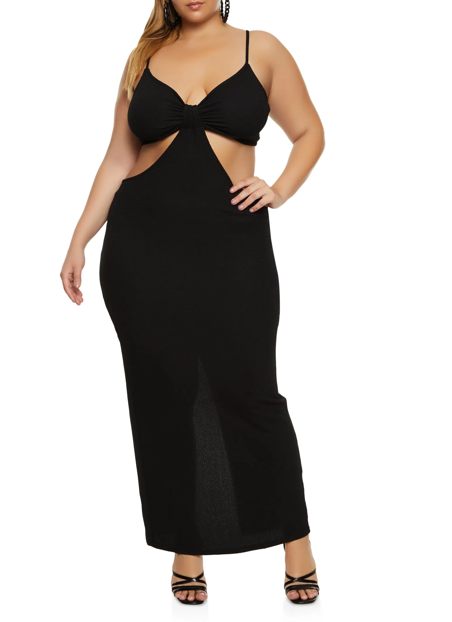 Plus Size Back Slit Cut Out Maxi Dress sold by Rainbow