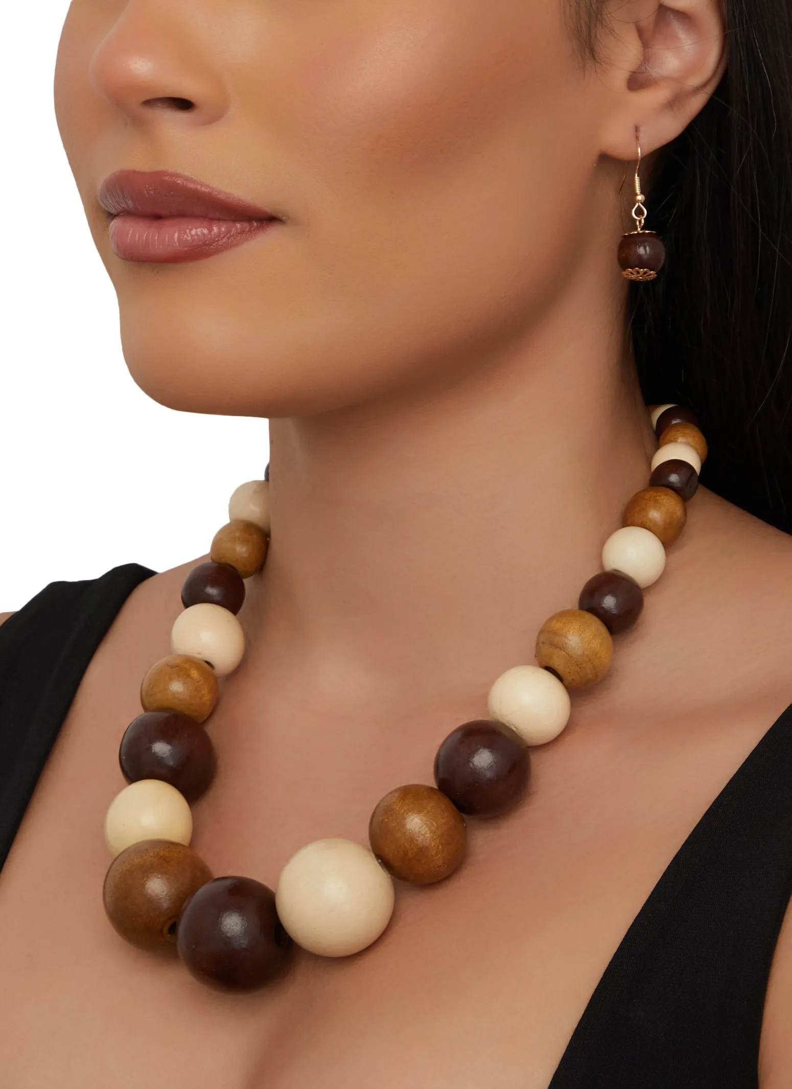 Chunky Wooden Beaded Necklace and Drop Earrings sold by Rainbow