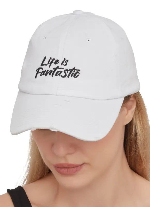 Life Is Fantastic Distressed Baseball Cap sold by Rainbow