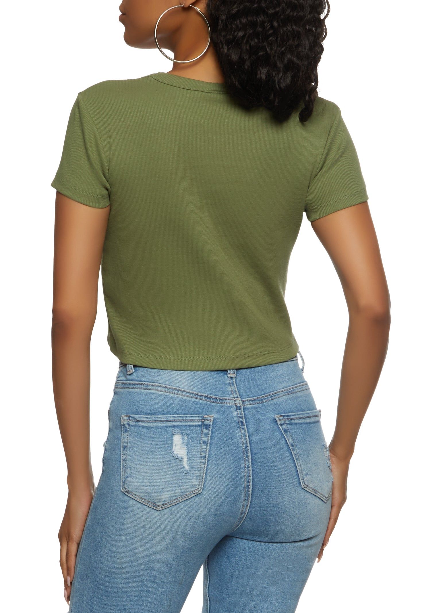 Basic V Neck Cropped T Shirt sold by Rainbow product image thumbnail 2