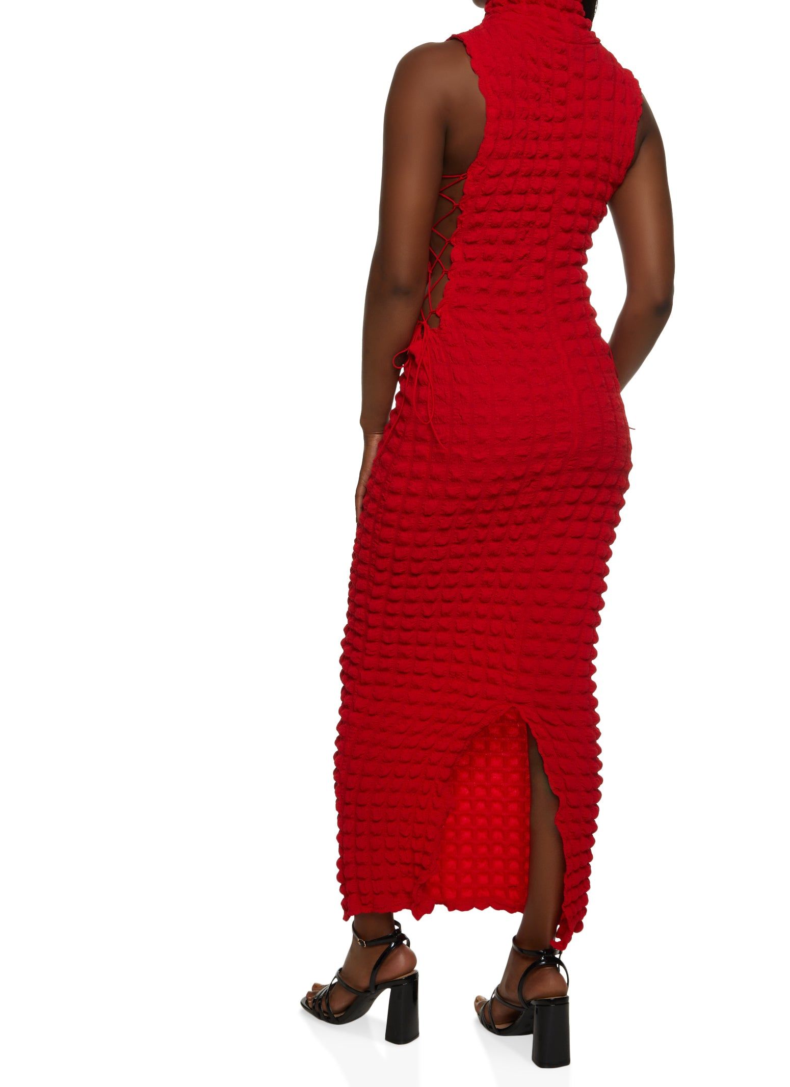 Bubble Knit Lace Up Side Maxi Dress sold by Rainbow product image thumbnail 3