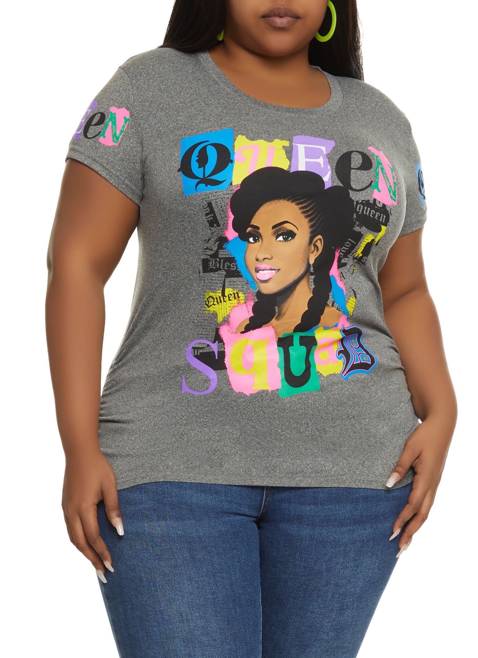 Plus Size Queen Squad Graphic Tee sold by Rainbow