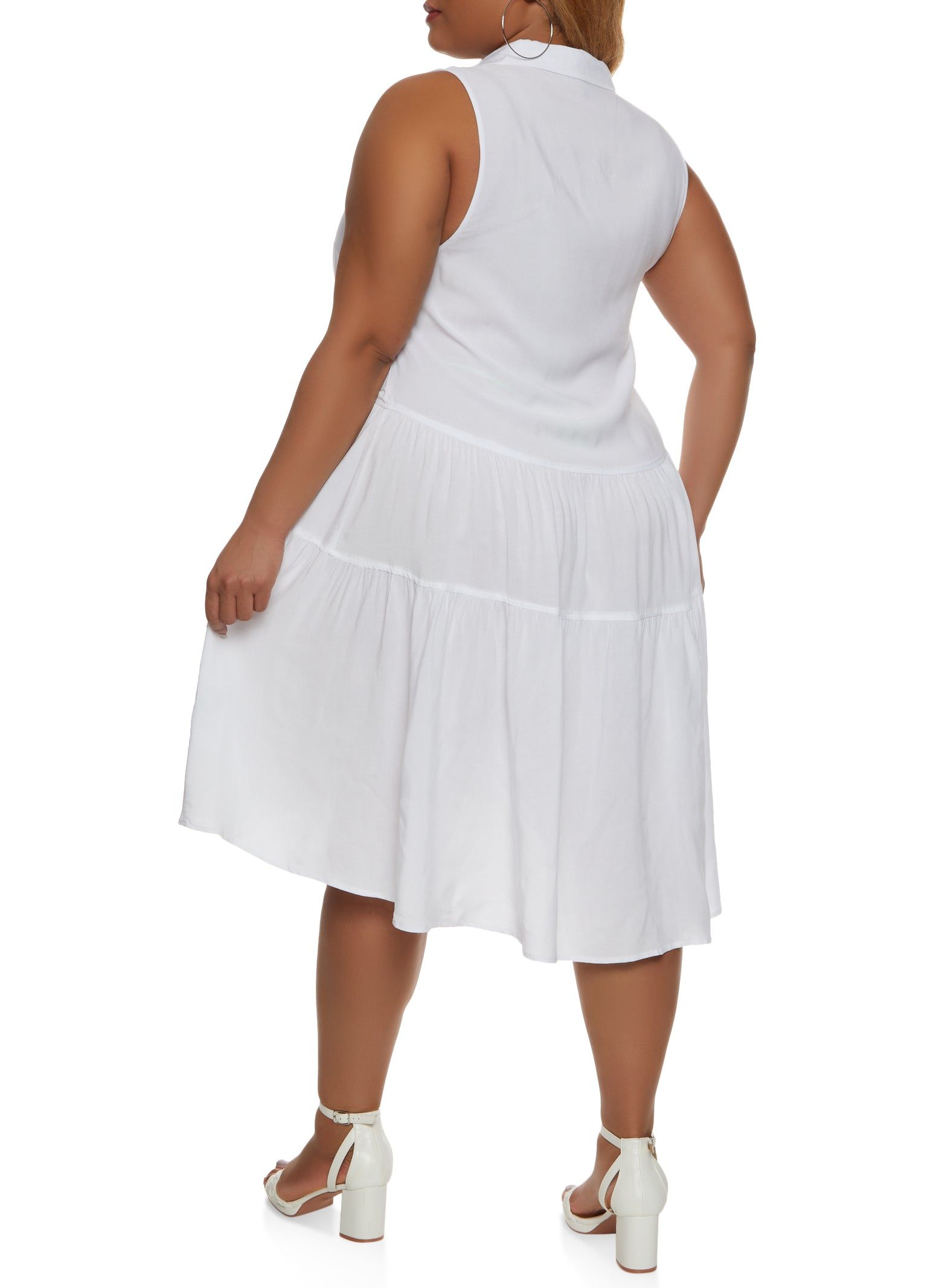 Plus Size Half Button Tiered Shift Dress sold by Rainbow product image thumbnail 3