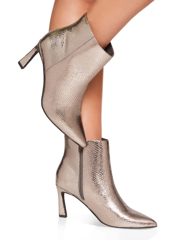 Side Zip Stiletto Pointed Toe Booties sold by Rainbow