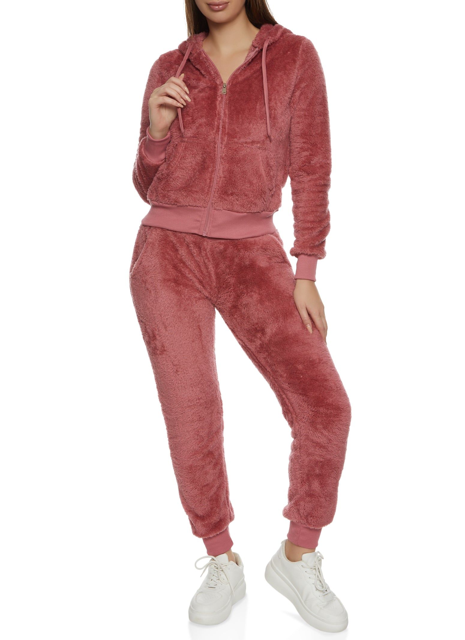 Faux Fur Zip Front Hooded Sweatshirt sold by Rainbow product image thumbnail 2