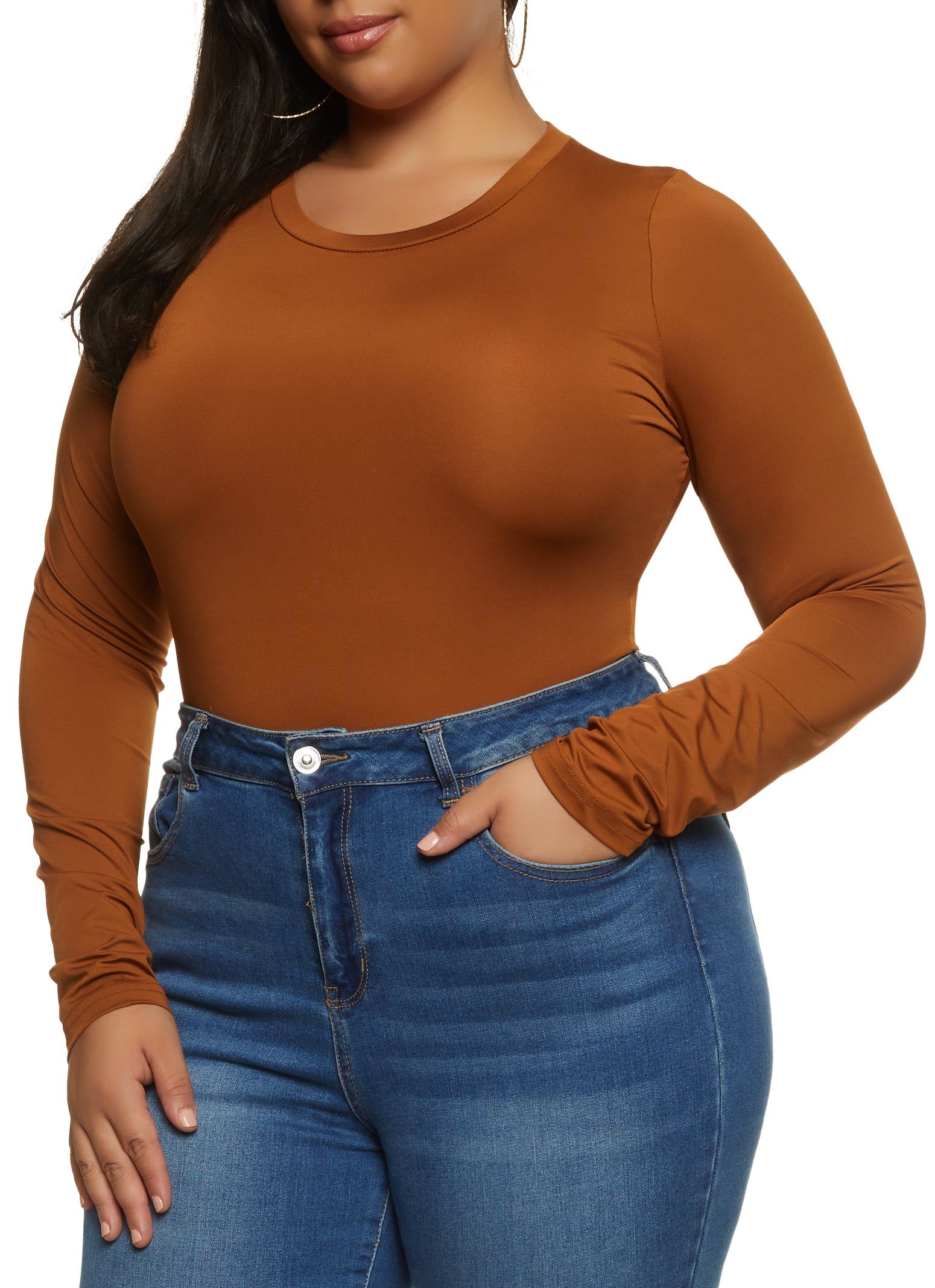 Plus Size Crew Neck Long Sleeve Bodysuit sold by Rainbow product image thumbnail 2