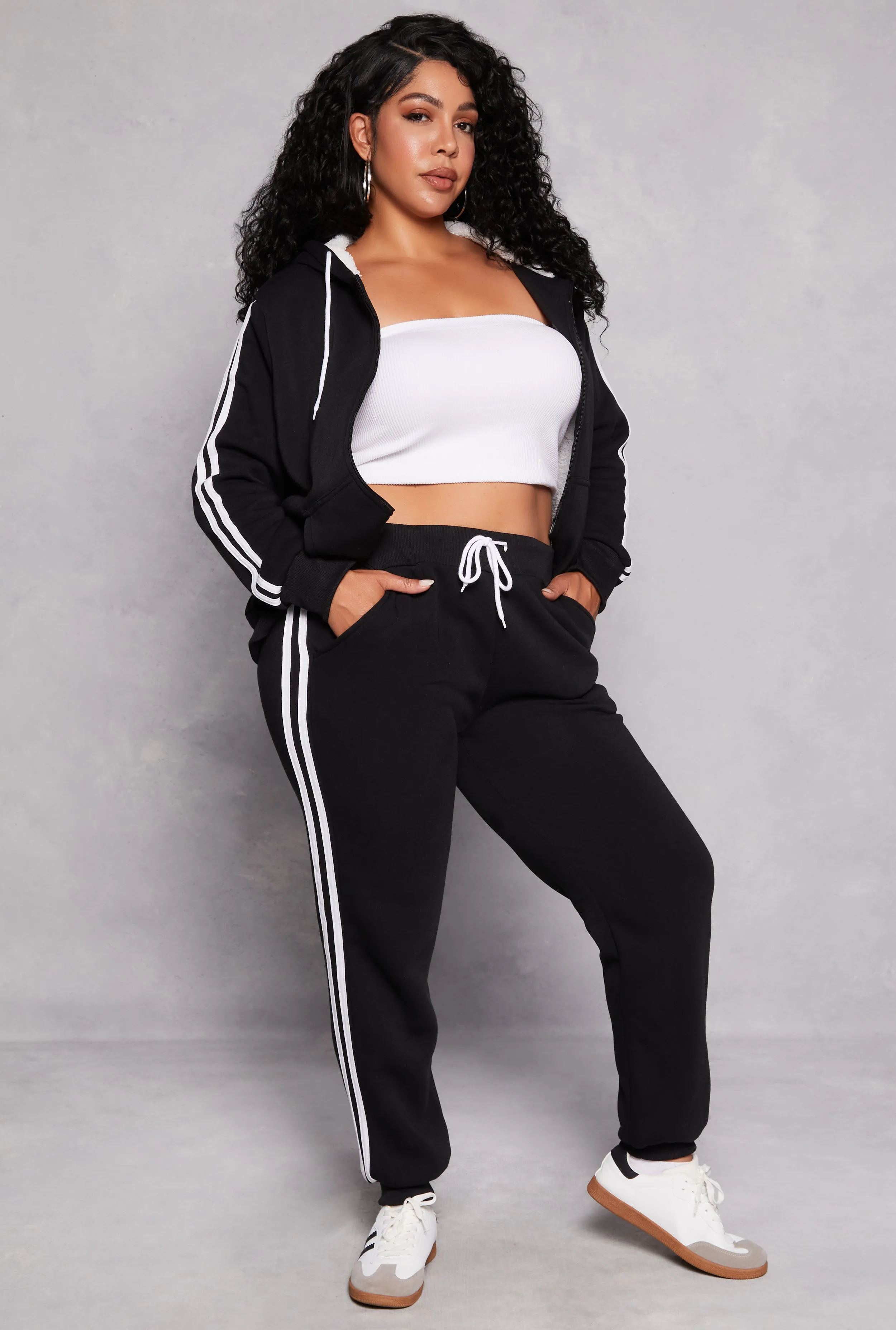 Plus Size Varsity Stripe Drawstring Joggers sold by Rainbow