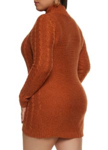Plus Size Cable Knit Mock Neck Sweater Dress sold by Rainbow