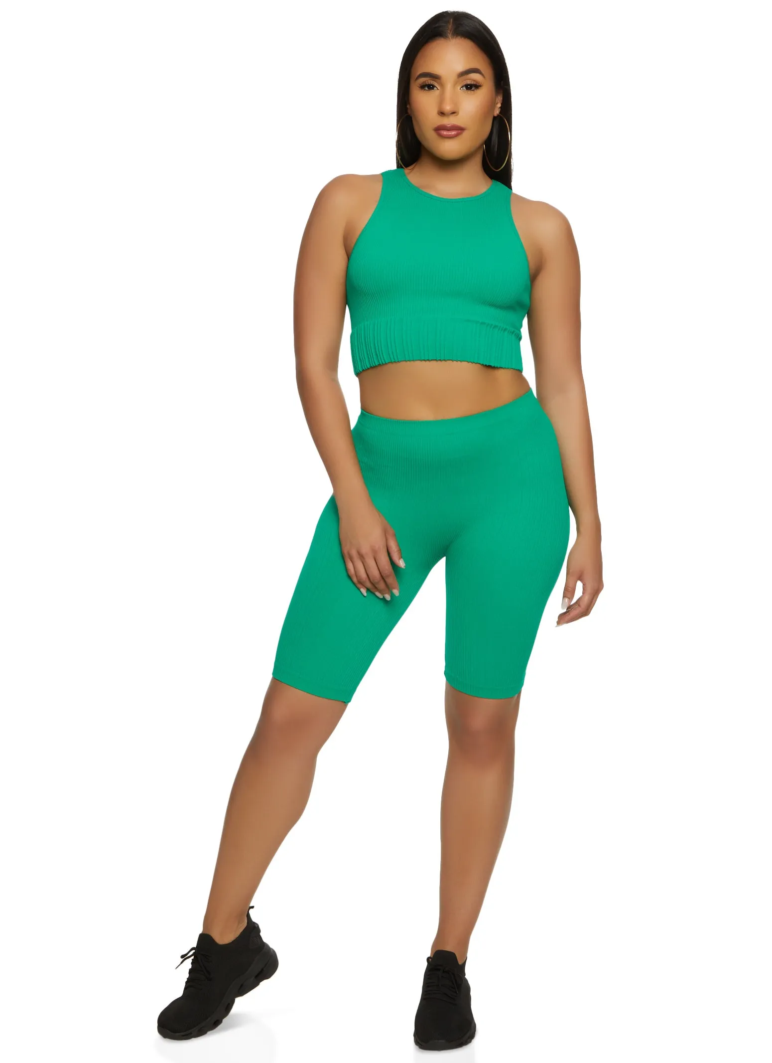 Seamless Ribbed Cropped Racerback Tank Top sold by Rainbow product image thumbnail 2