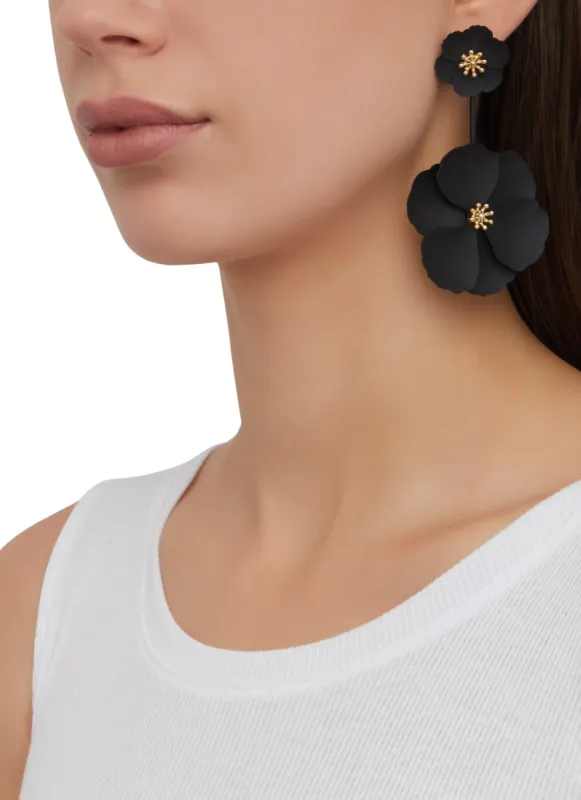 Double Floral Drop Earrings sold by Rainbow