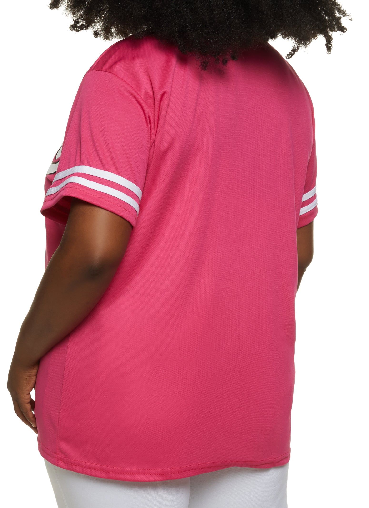 Plus Size Angel Button Front Mesh Baseball Tee sold by Rainbow product image thumbnail 2