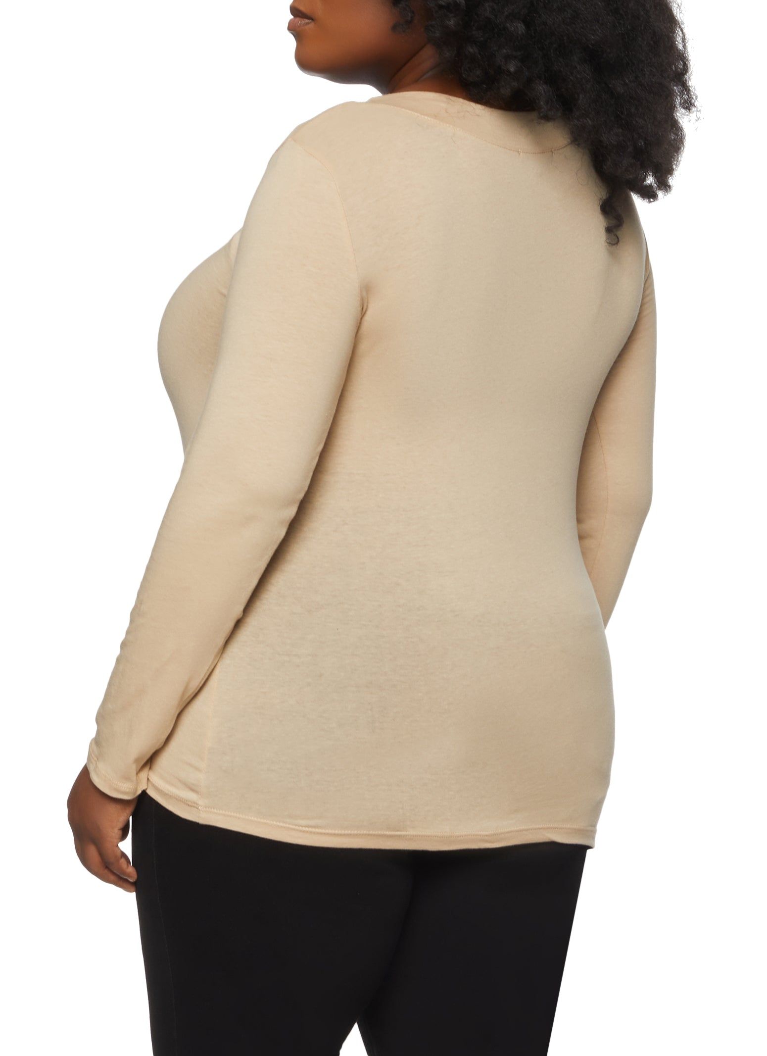Plus Size Basic V Neck Long Sleeve Top sold by Rainbow product image thumbnail 2