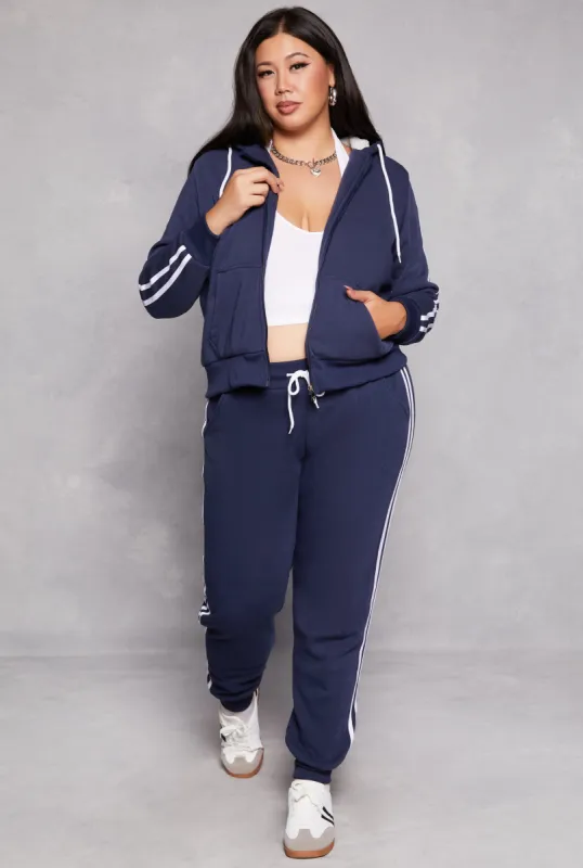 Plus Size Varsity Stripe Drawstring Joggers sold by Rainbow