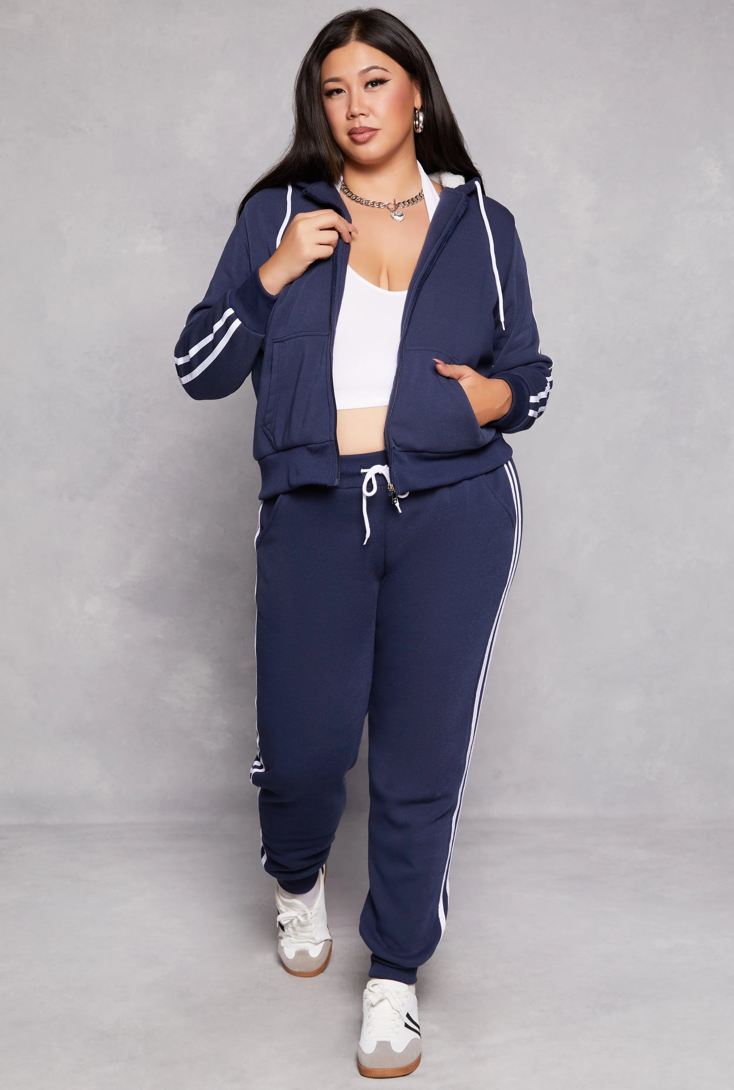Plus Size Varsity Stripe Drawstring Joggers sold by Rainbow