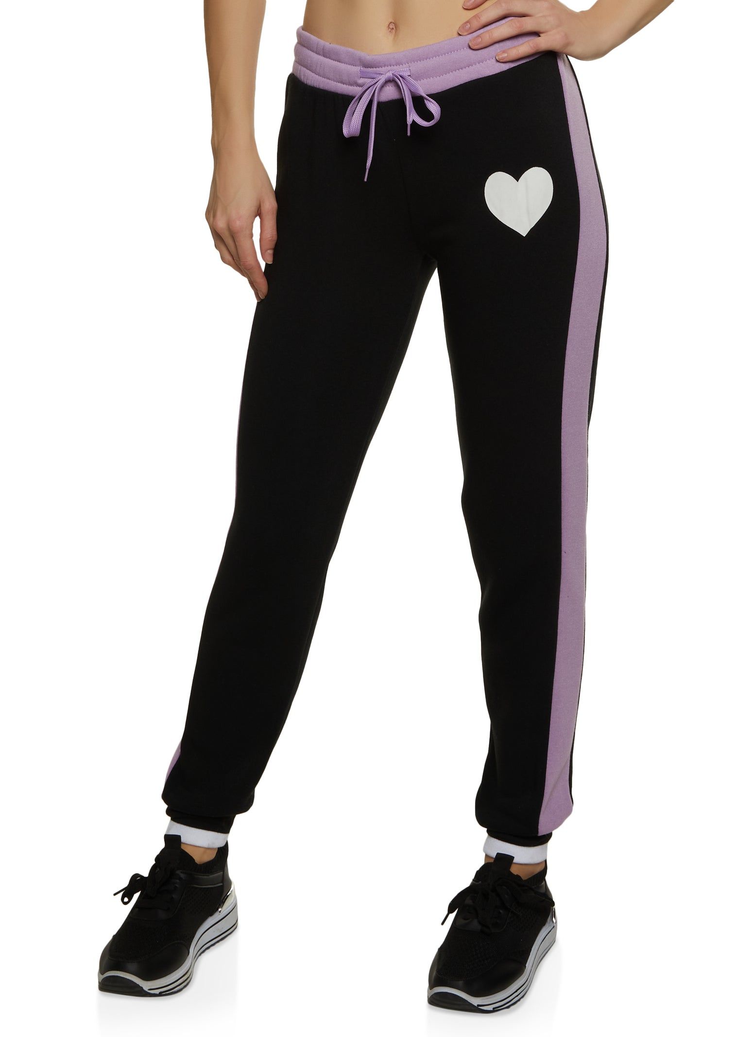 Heart Graphic Contrast Side Stripe Joggers sold by Rainbow